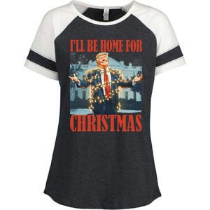 ILl Be Home For Christmas Santa Funny Trump Xmas Pajamas Enza Ladies Jersey Colorblock Tee