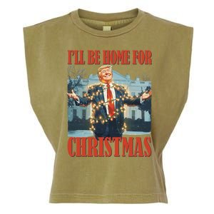 ILl Be Home For Christmas Santa Funny Trump Xmas Pajamas Garment-Dyed Women's Muscle Tee