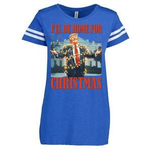 ILl Be Home For Christmas Santa Funny Trump Xmas Pajamas Enza Ladies Jersey Football T-Shirt