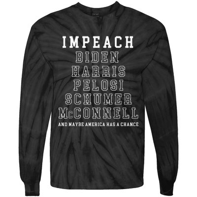 Impeach Biden Harris Pelosi Schumer Mcconnell Political Tie-Dye Long Sleeve Shirt