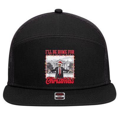 Ill Be Home For Christmas Santa Funny Trump 7 Panel Mesh Trucker Snapback Hat