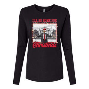 Ill Be Home For Christmas Santa Funny Trump Womens Cotton Relaxed Long Sleeve T-Shirt