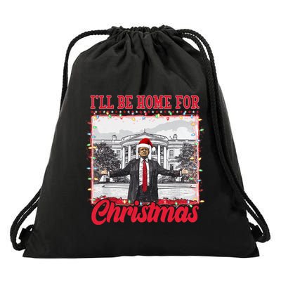 Ill Be Home For Christmas Santa Funny Trump Drawstring Bag