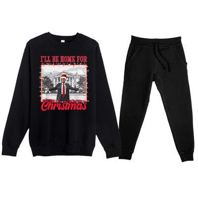 Ill Be Home For Christmas Santa Funny Trump Premium Crewneck Sweatsuit Set