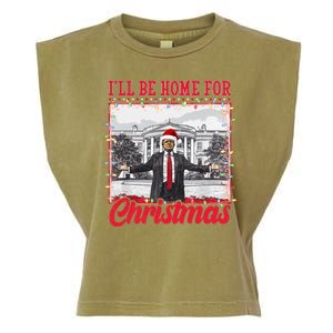 Ill Be Home For Christmas Santa Funny Trump Garment-Dyed Women's Muscle Tee