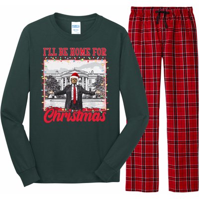 Ill Be Home For Christmas Santa Funny Trump Long Sleeve Pajama Set