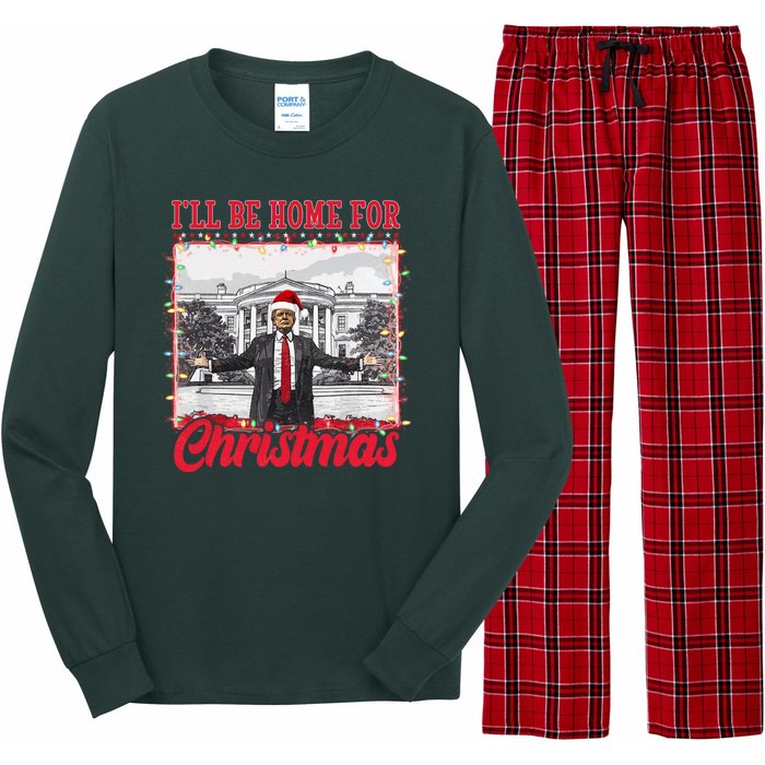 Ill Be Home For Christmas Santa Funny Trump Long Sleeve Pajama Set