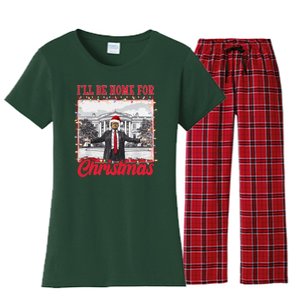 Ill Be Home For Christmas Santa Funny Trump Women's Flannel Pajama Set