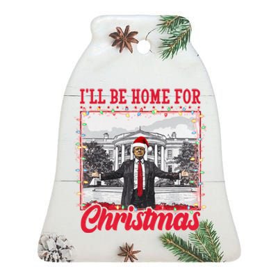 Ill Be Home For Christmas Santa Funny Trump Ceramic Bell Ornament