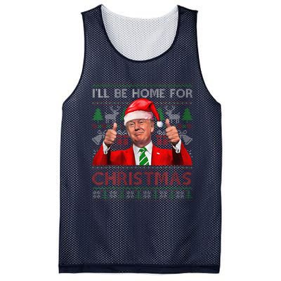 ILl Be Home For Christmas Santa Trump Xmas Pajamas Funny Mesh Reversible Basketball Jersey Tank