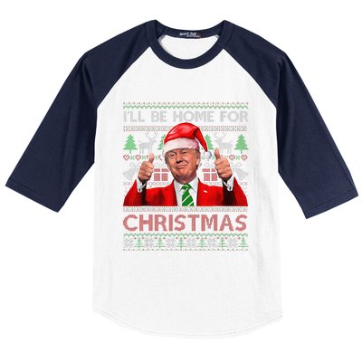 ILl Be Home For Christmas Santa Trump Xmas Pajamas Funny Baseball Sleeve Shirt