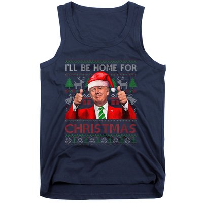 ILl Be Home For Christmas Santa Trump Xmas Pajamas Funny Tank Top