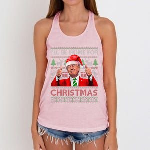 ILl Be Home For Christmas Santa Trump Xmas Pajamas Funny Women's Knotted Racerback Tank