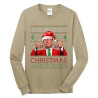 ILl Be Home For Christmas Santa Trump Xmas Pajamas Funny Tall Long Sleeve T-Shirt