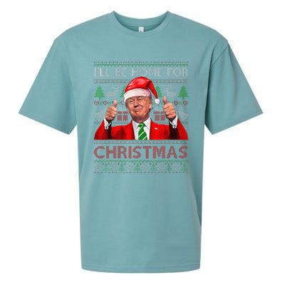 ILl Be Home For Christmas Santa Trump Xmas Pajamas Funny Sueded Cloud Jersey T-Shirt