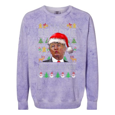 ILl Be Home For Christmas Trump Xmas Pajamas Ugly Sweater Colorblast Crewneck Sweatshirt