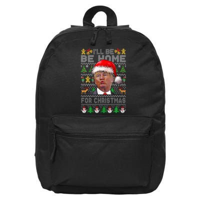 ILl Be Home For Christmas Trump Xmas Pajamas Ugly Sweater 16 in Basic Backpack