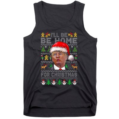 ILl Be Home For Christmas Trump Xmas Pajamas Ugly Sweater Tank Top