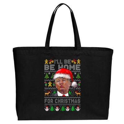 ILl Be Home For Christmas Trump Xmas Pajamas Ugly Sweater Cotton Canvas Jumbo Tote