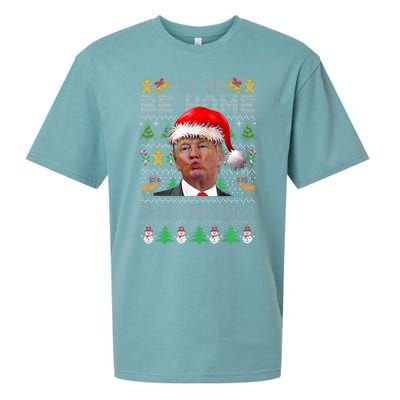 ILl Be Home For Christmas Trump Xmas Pajamas Ugly Sweater Sueded Cloud Jersey T-Shirt