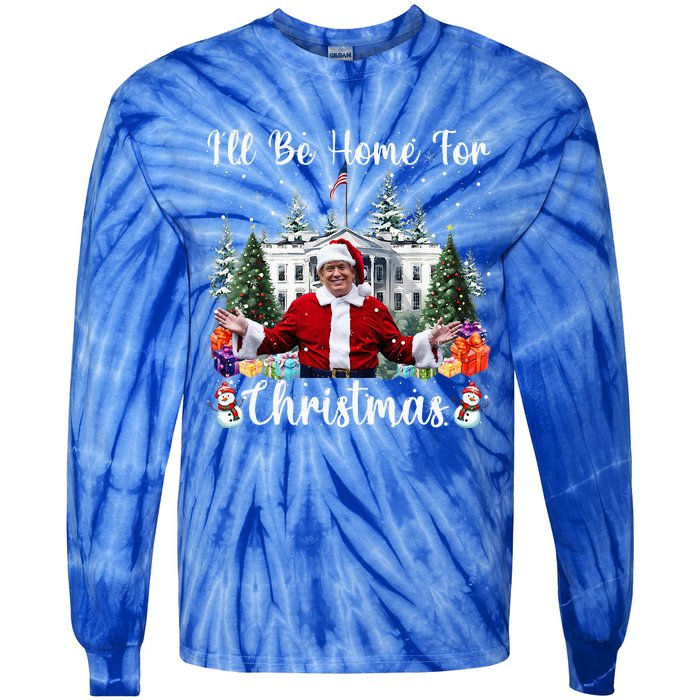 ILl Be Home For Christmas Funny Santa Claus Tie-Dye Long Sleeve Shirt