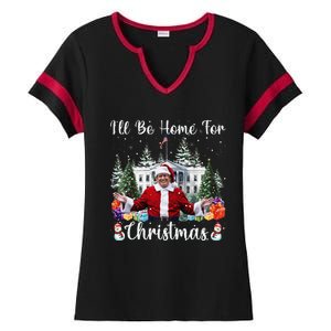 ILl Be Home For Christmas Funny Santa Claus Trump 2024 Gift Ladies Halftime Notch Neck Tee