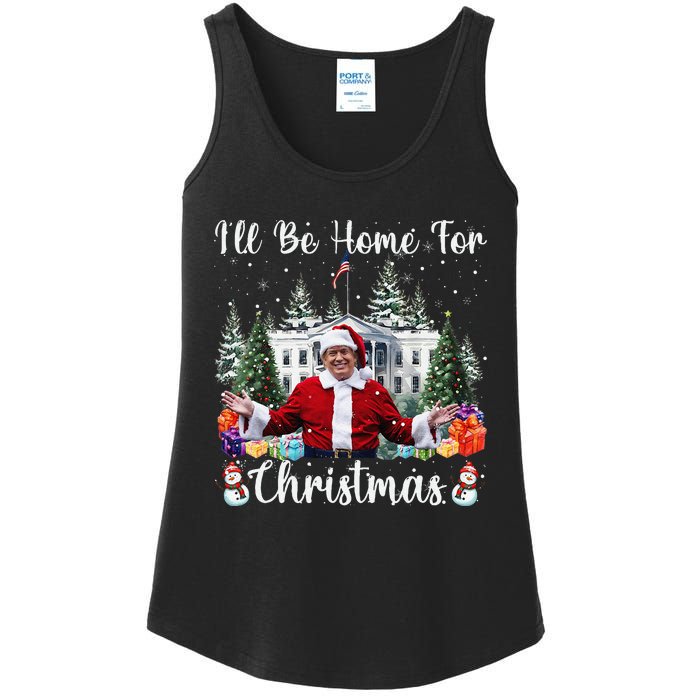 ILl Be Home For Christmas Funny Santa Claus Trump 2024 Gift Ladies Essential Tank