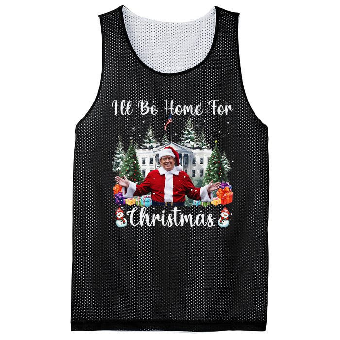 ILl Be Home For Christmas Funny Santa Claus Trump 2024 Gift Mesh Reversible Basketball Jersey Tank