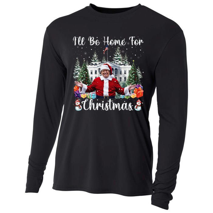 ILl Be Home For Christmas Funny Santa Claus Trump 2024 Gift Cooling Performance Long Sleeve Crew