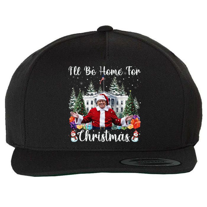 ILl Be Home For Christmas Funny Santa Claus Trump 2024 Gift Wool Snapback Cap