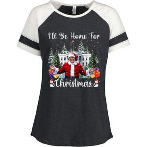 ILl Be Home For Christmas Funny Santa Claus Trump 2024 Gift Enza Ladies Jersey Colorblock Tee