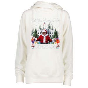 ILl Be Home For Christmas Funny Santa Claus Trump 2024 Womens Funnel Neck Pullover Hood