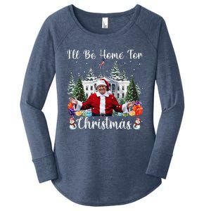 ILl Be Home For Christmas Funny Santa Claus Trump 2024 Women's Perfect Tri Tunic Long Sleeve Shirt