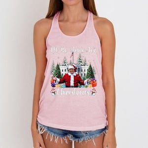 ILl Be Home For Christmas Funny Santa Claus Trump 2024 Women's Knotted Racerback Tank