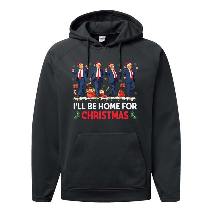 ILl Be Home For Christmas Santa Funny Trump Xmas Pajamas Gift Performance Fleece Hoodie