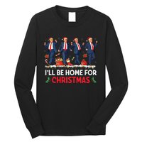 ILl Be Home For Christmas Santa Funny Trump Xmas Pajamas Gift Long Sleeve Shirt