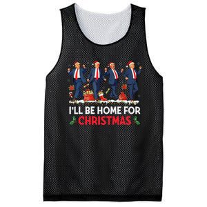 ILl Be Home For Christmas Santa Funny Trump Xmas Pajamas Gift Mesh Reversible Basketball Jersey Tank