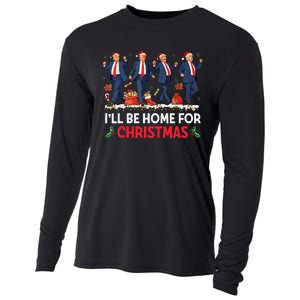 ILl Be Home For Christmas Santa Funny Trump Xmas Pajamas Gift Cooling Performance Long Sleeve Crew