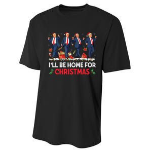 ILl Be Home For Christmas Santa Funny Trump Xmas Pajamas Gift Performance Sprint T-Shirt