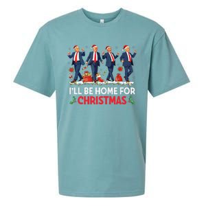 ILl Be Home For Christmas Santa Funny Trump Xmas Pajamas Gift Sueded Cloud Jersey T-Shirt