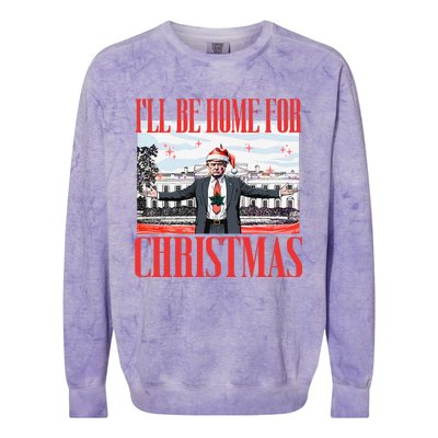 ILl Be Home For Christmas Santa Funny Trump Xmas Pajamas Gift Colorblast Crewneck Sweatshirt