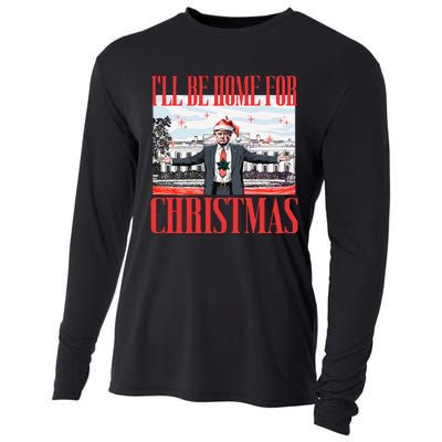 ILl Be Home For Christmas Santa Funny Trump Xmas Pajamas Gift Cooling Performance Long Sleeve Crew