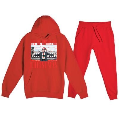 ILl Be Home For Christmas Santa Funny Trump Xmas Pajamas Gift Premium Hooded Sweatsuit Set