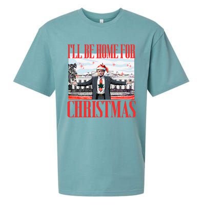 ILl Be Home For Christmas Santa Funny Trump Xmas Pajamas Gift Sueded Cloud Jersey T-Shirt