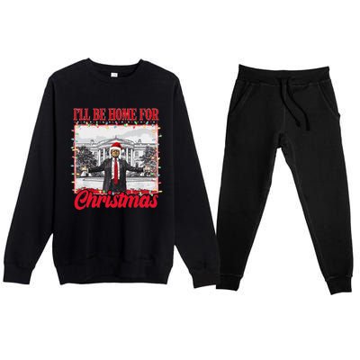 ILl Be Home For Christmas Santa Funny Xmas Pajamas Gift Premium Crewneck Sweatsuit Set