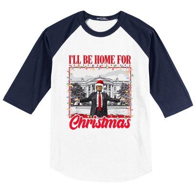 ILl Be Home For Christmas Santa Funny Xmas Pajamas Gift Baseball Sleeve Shirt