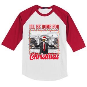 ILl Be Home For Christmas Santa Funny Xmas Pajamas Gift Kids Colorblock Raglan Jersey