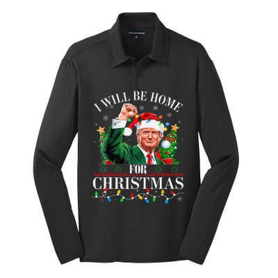 ILl Be Home For Christmas Santa Funny Trump Xmas Pajamas Silk Touch Performance Long Sleeve Polo