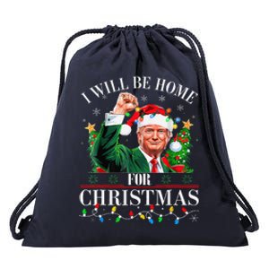 ILl Be Home For Christmas Santa Funny Trump Xmas Pajamas Drawstring Bag