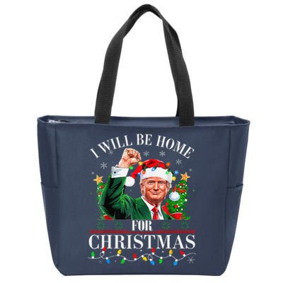 ILl Be Home For Christmas Santa Funny Trump Xmas Pajamas Zip Tote Bag